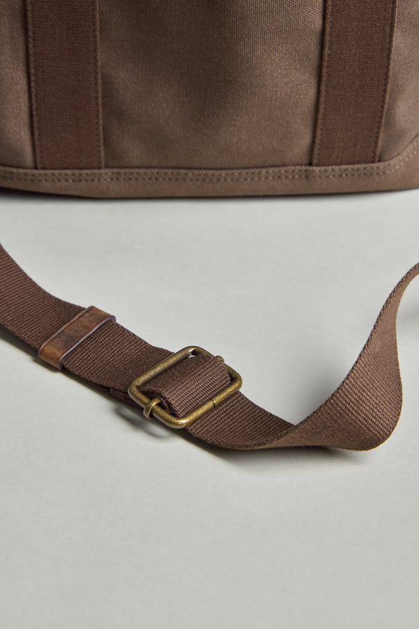 Brown strap with brass buckle for Barkers Foxton Canvas Convertible Tote or laptop bag.