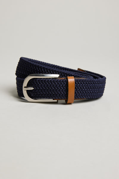 Barkers Riviera Braided Belt in navy