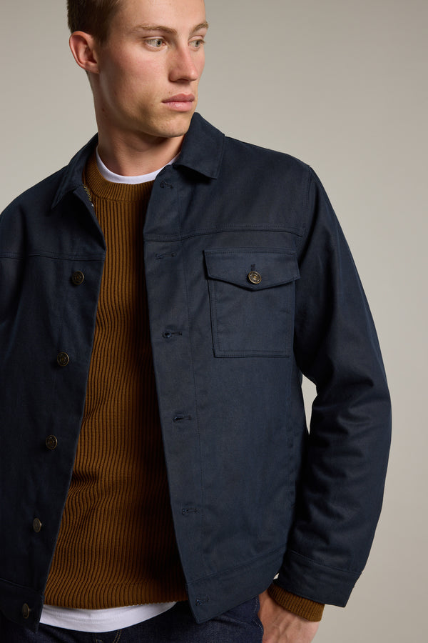 Barkers Benson Waxed Cotton Jacket in dark navy, additional view