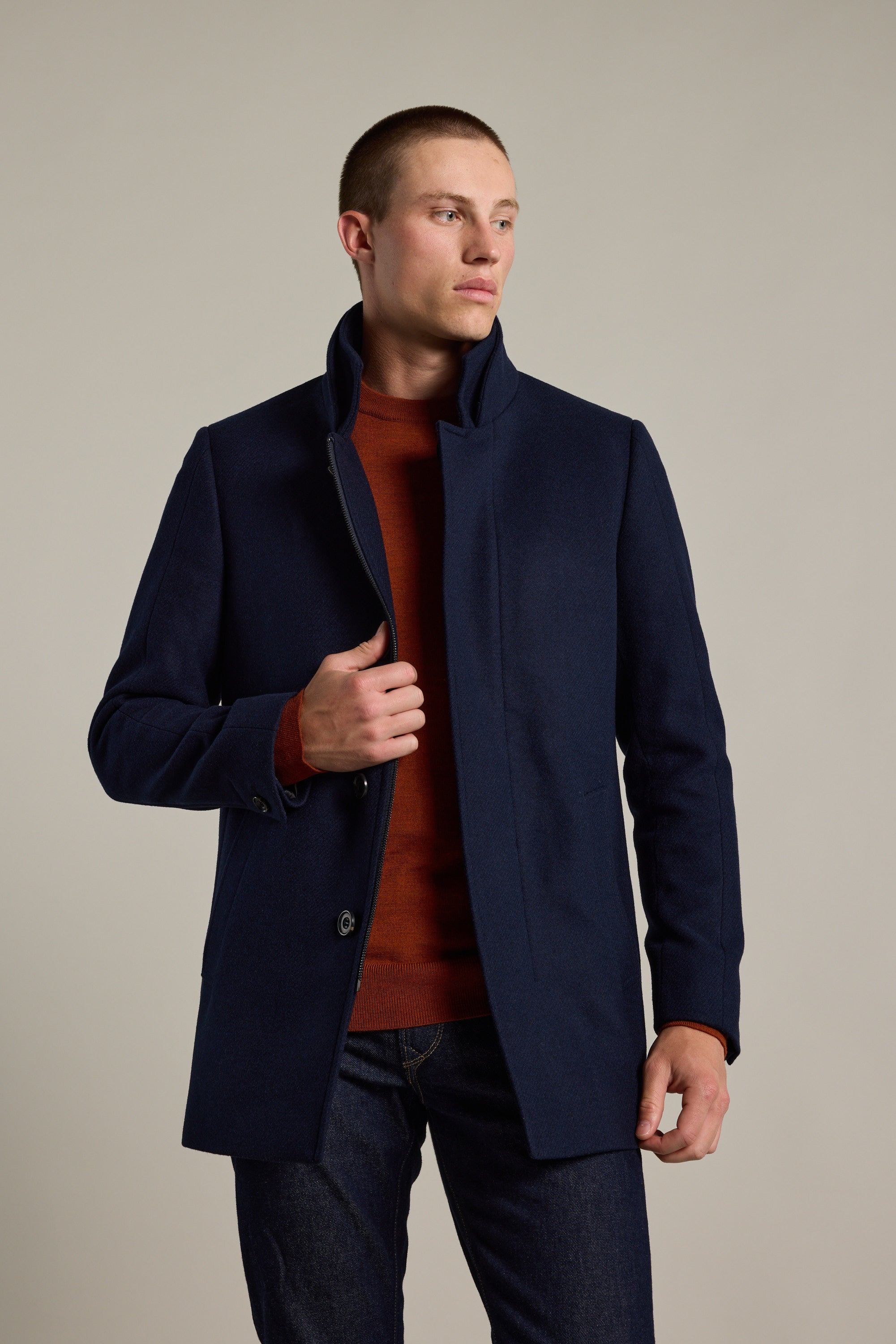 Shop Raymond Coat (NAVY MARL) Barkers