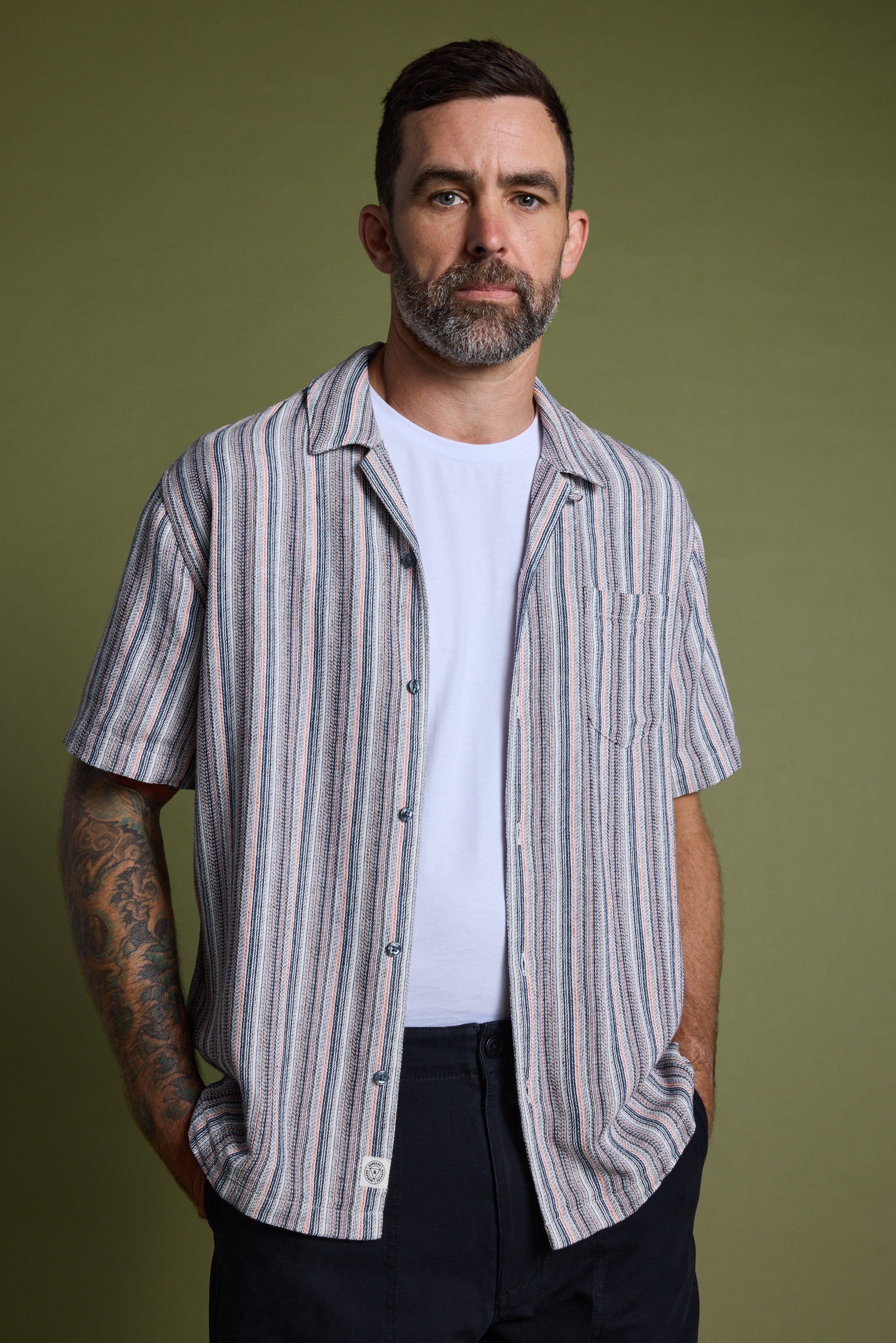 Shop Thaxton Stripe Cuban Shirt (MULTI COLOURED) | Barkers
