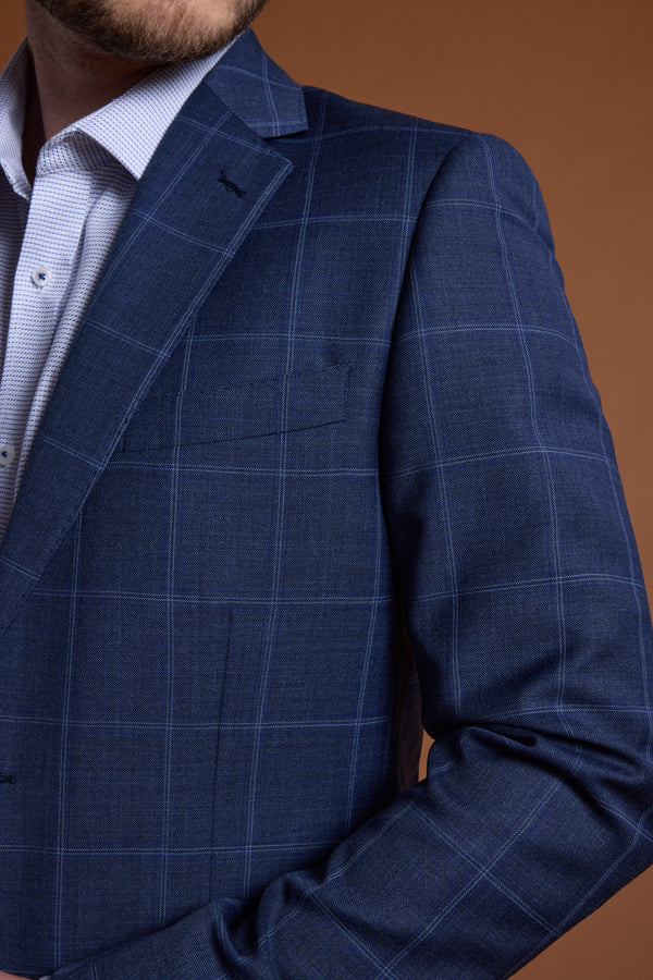 Barkers Treyburn Check Suit Jacket in blue check, merino, alternate view