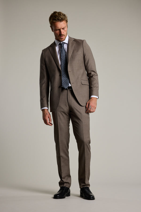 Barkers Westport Melange Suit Trouser in beige, wool