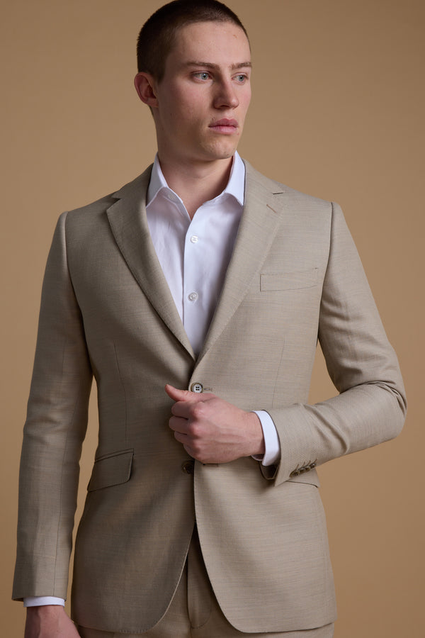 Barkers Lister Texture Suit Jacket in oatmeal, wool