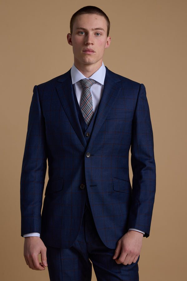 Barkers Grafton Check Suit Jacket in navy check, merino wool, alternate view