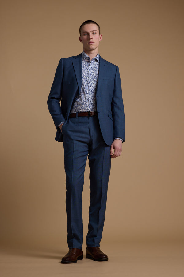 Barkers Morden Texture Suit Trouser in blue, tailored fit, alternate view