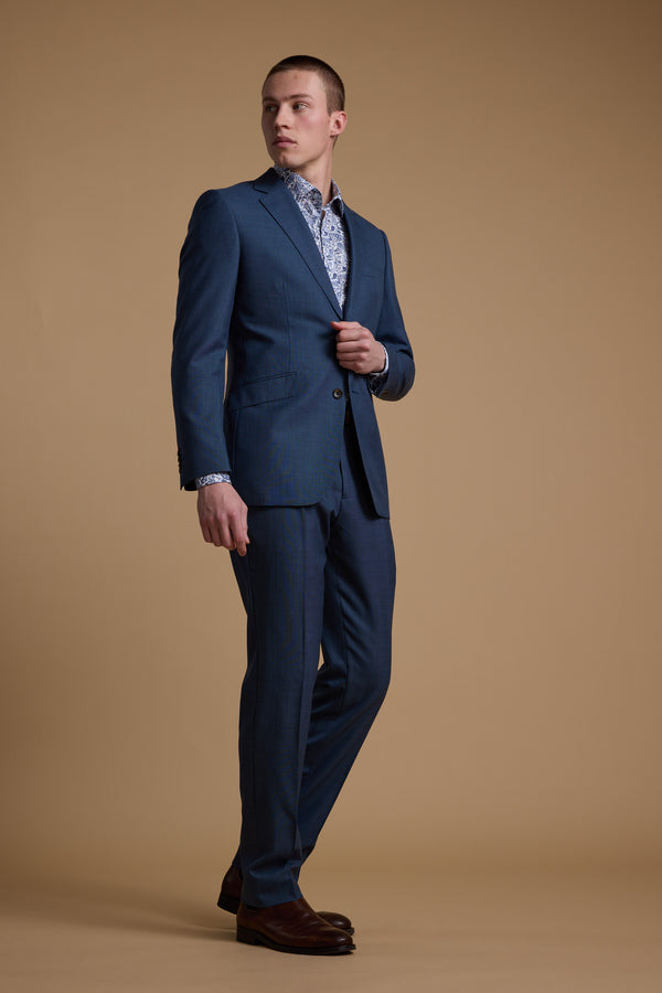 Barkers Morden Texture Suit Trouser in blue, tailored fit, additional view