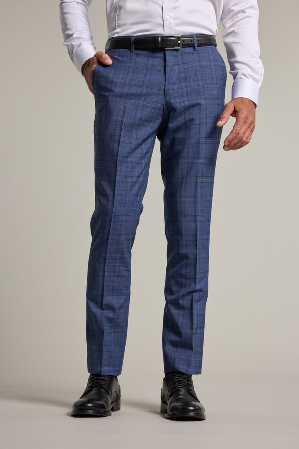 Barkers Hanson Check Suit Trouser in blue, wool, alternate view