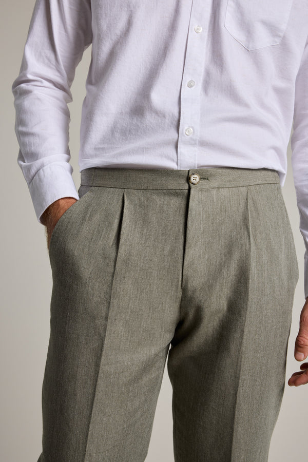 Barkers Paxton Linen Pant in green, relaxed fit, additional view