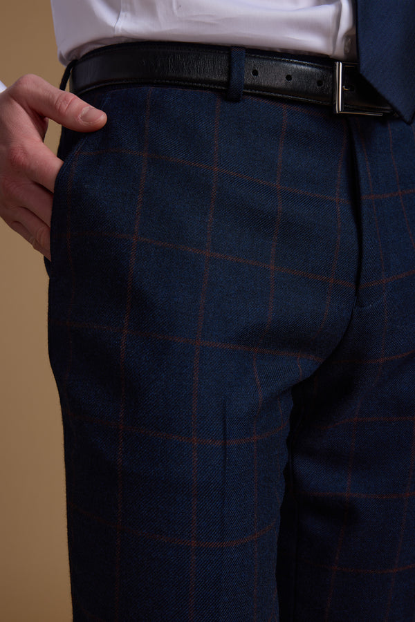 Barkers Exton Check Suit Trouser in navy/rust, additional view