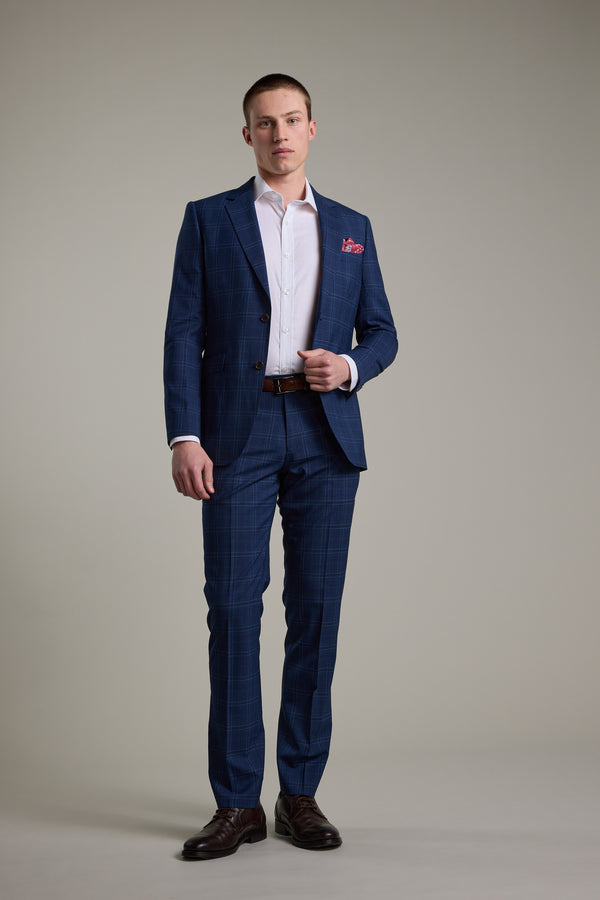 Barkers Leonard Check Suit Trouser in blue check, tailored fit, alternate view