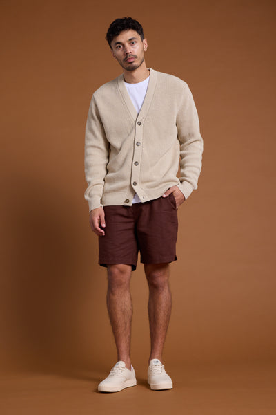 Barkers Jasper Linen Weekend Short in mahogany, relaxed fit