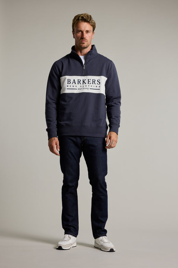 Barkers Heritage 1/4 Zip in navy/white, additional view