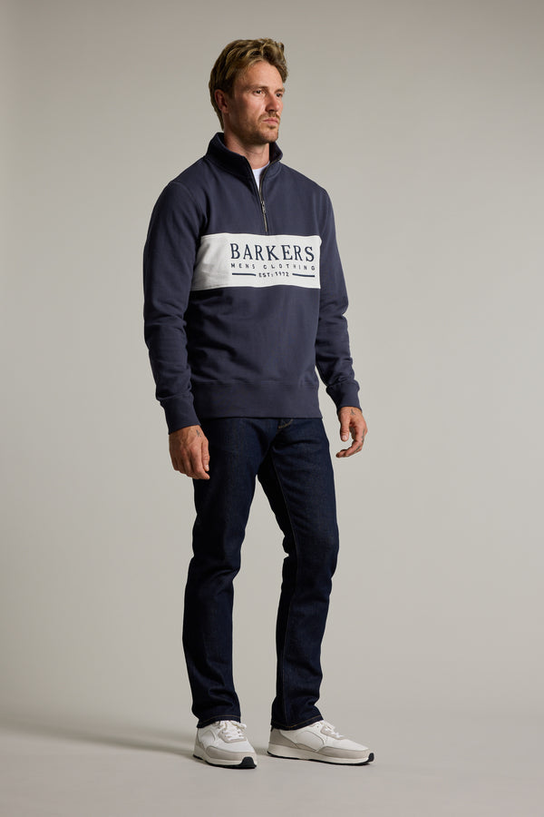 Barkers Heritage 1/4 Zip in navy/white, alternate view