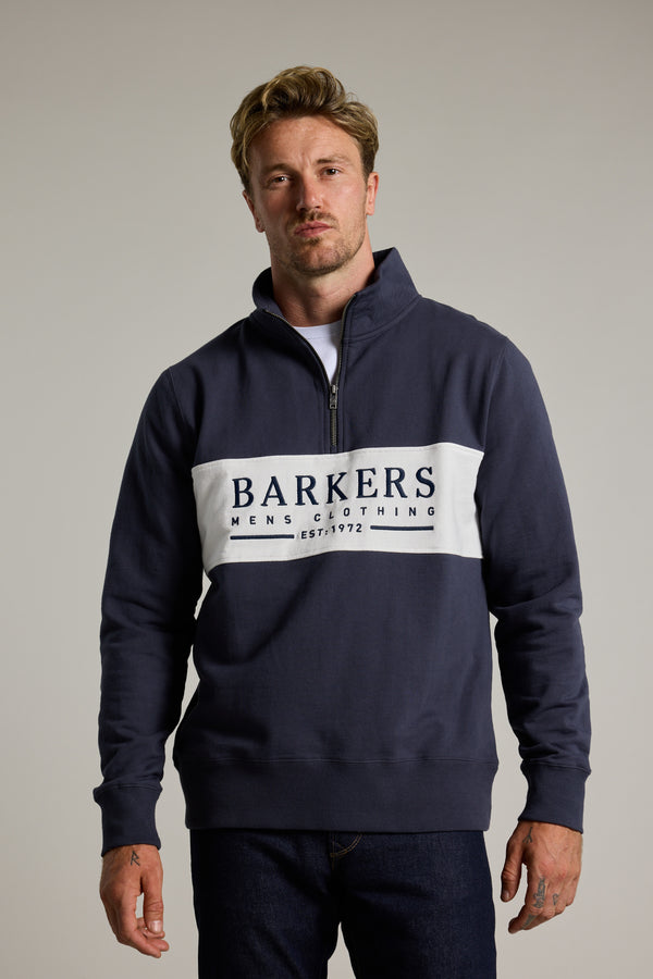Barkers Heritage 1/4 Zip in navy/white, additional view