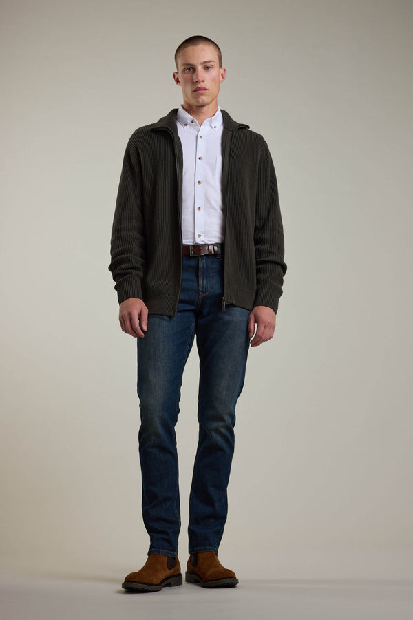 Barkers Enfield Zip Up Cardigan in khaki, alternate view
