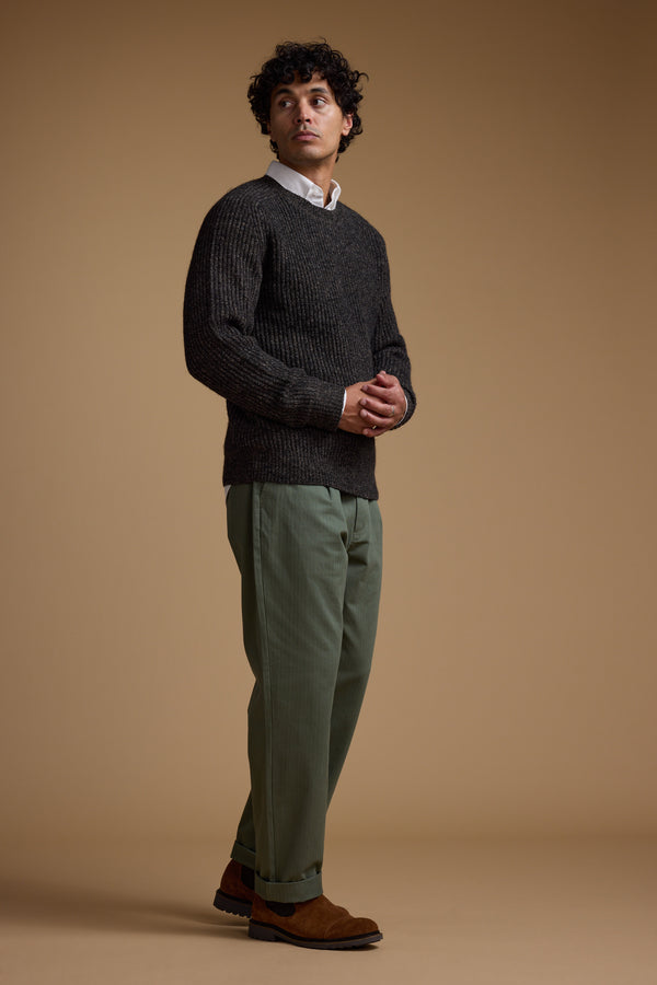 Barkers Hawthorn Woollen Crew in bark melange, relaxed fit, additional view