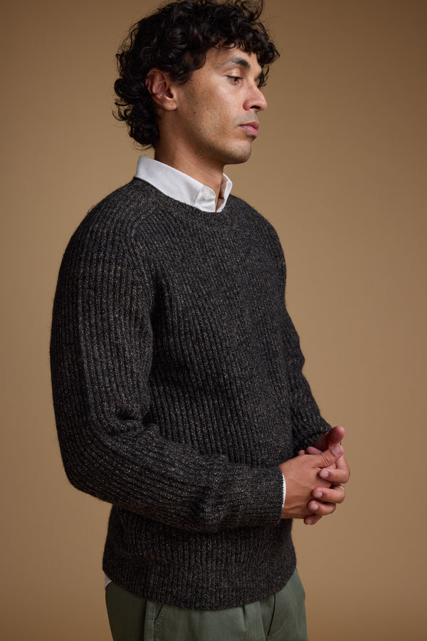 Barkers Hawthorn Woollen Crew in bark melange, relaxed fit, additional view