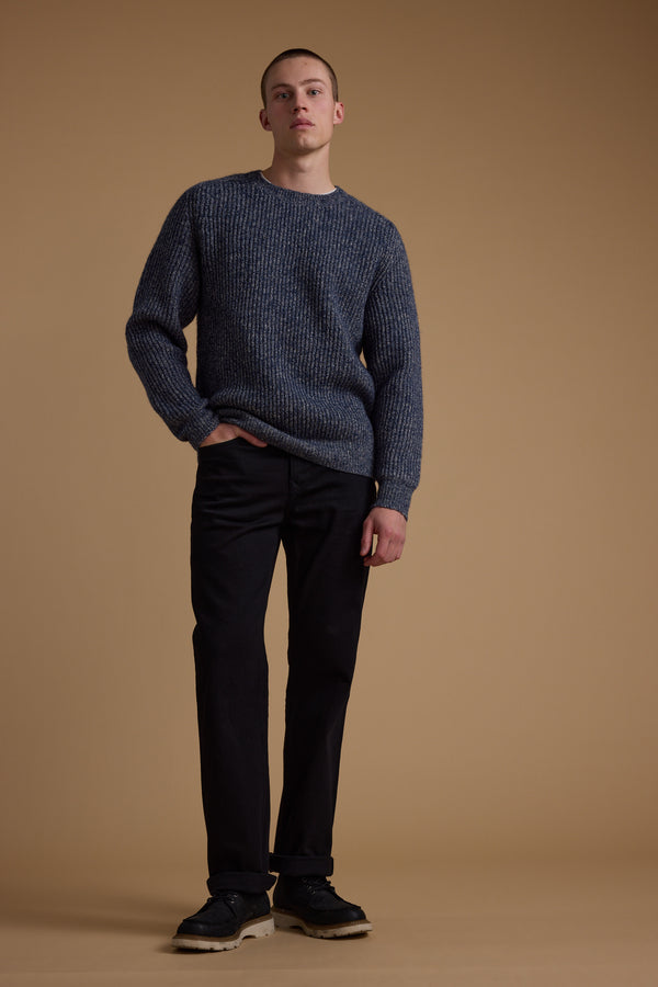 Barkers Hawthorn Woollen Crew in blue marl, relaxed fit, additional view