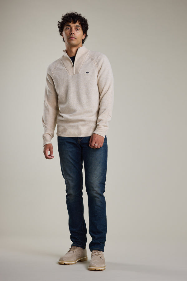 Barkers Rowley Woollen 1/4 Zip in oatmeal