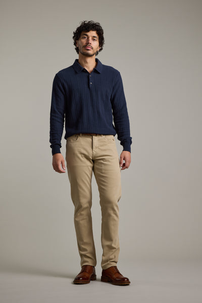 Barkers Seaside Long Sleeve Cotton Polo in navy, cotton