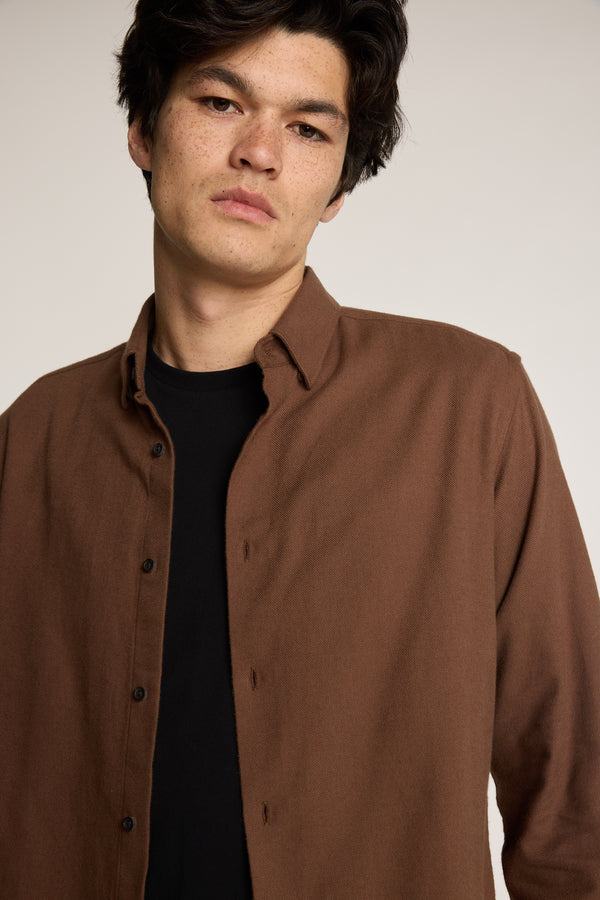 Barkers Renick Twill Shirt in brown, classic fit, alternate view