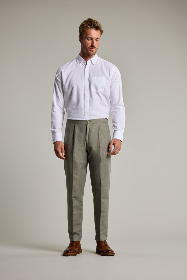 Barkers Paxton Linen Pant in green, relaxed fit, additional view