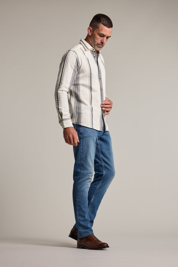 Barkers Haig Stripe Shirt in black/white, tailored fit, additional view
