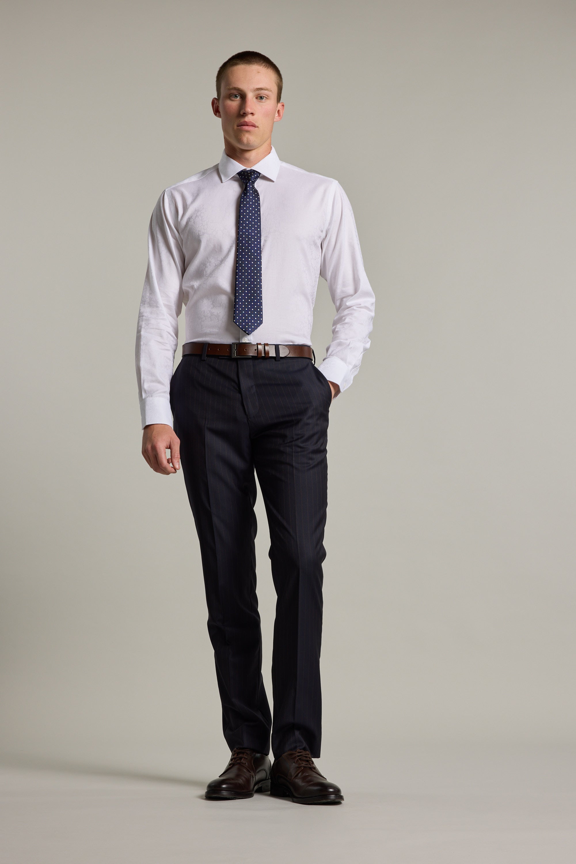 Barkers Corran Paisley Business Shirt in white, tailored fit