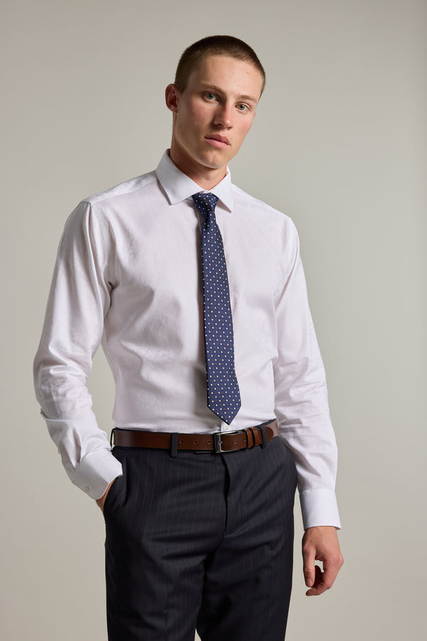 Barkers Corran Paisley Business Shirt in white, tailored fit, alternate view