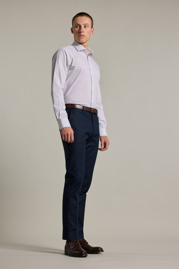 Barkers Foster Print Business Shirt in white, tailored fit, additional view