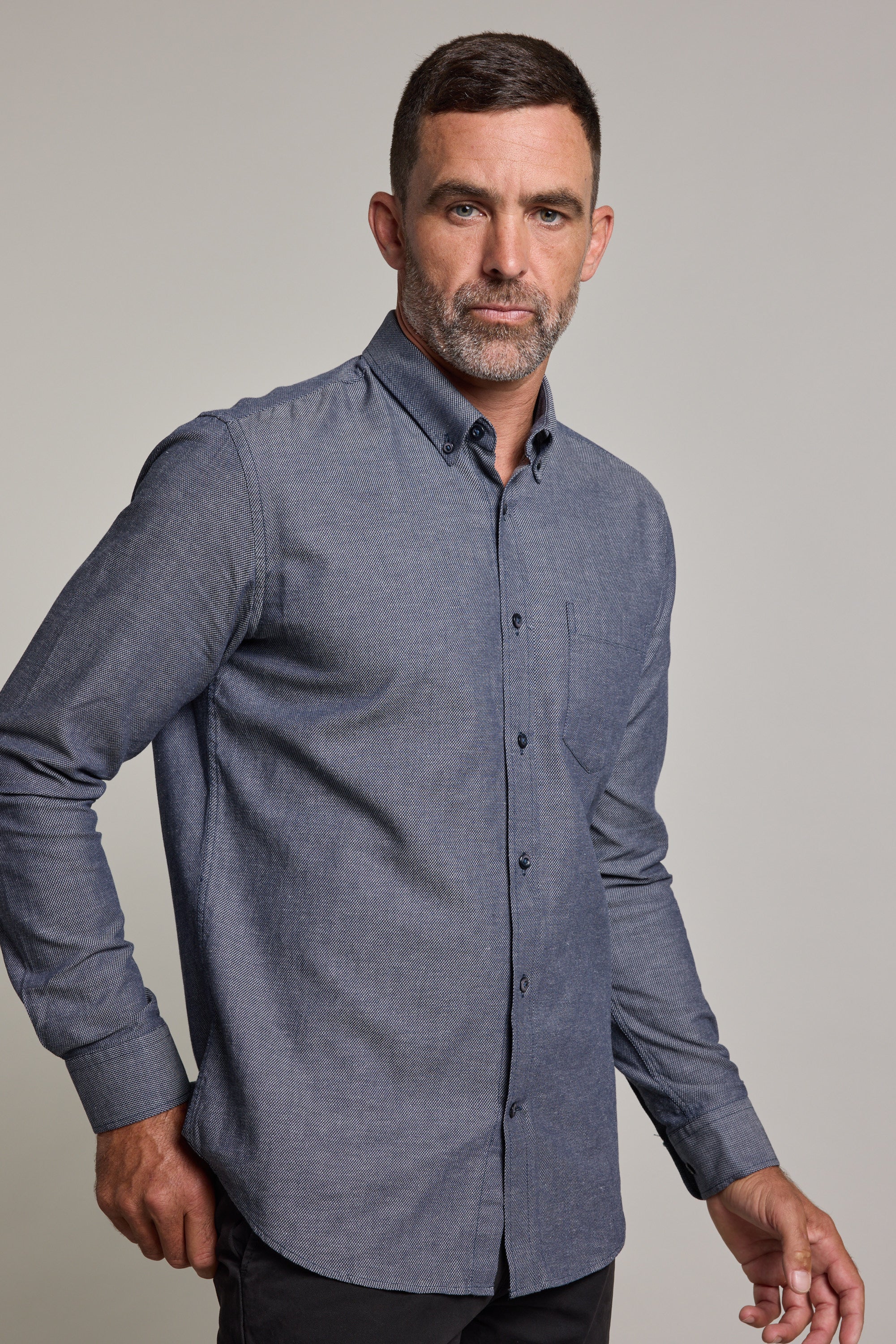 Barkers Tyson Texture Shirt in navy, tailored fit