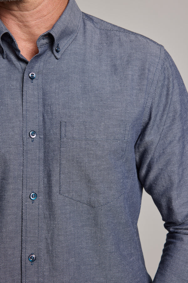 Barkers Tyson Texture Shirt in navy, tailored fit, additional view