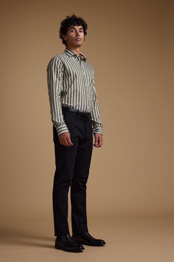 Barkers Nandas Stripe Business Shirt in khaki, tailored fit, additional view