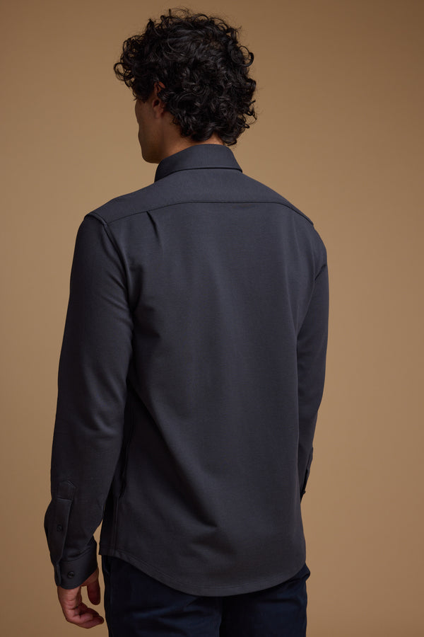 Barkers Abbotwill Knit Shirt in charcoal, tailored fit, additional view