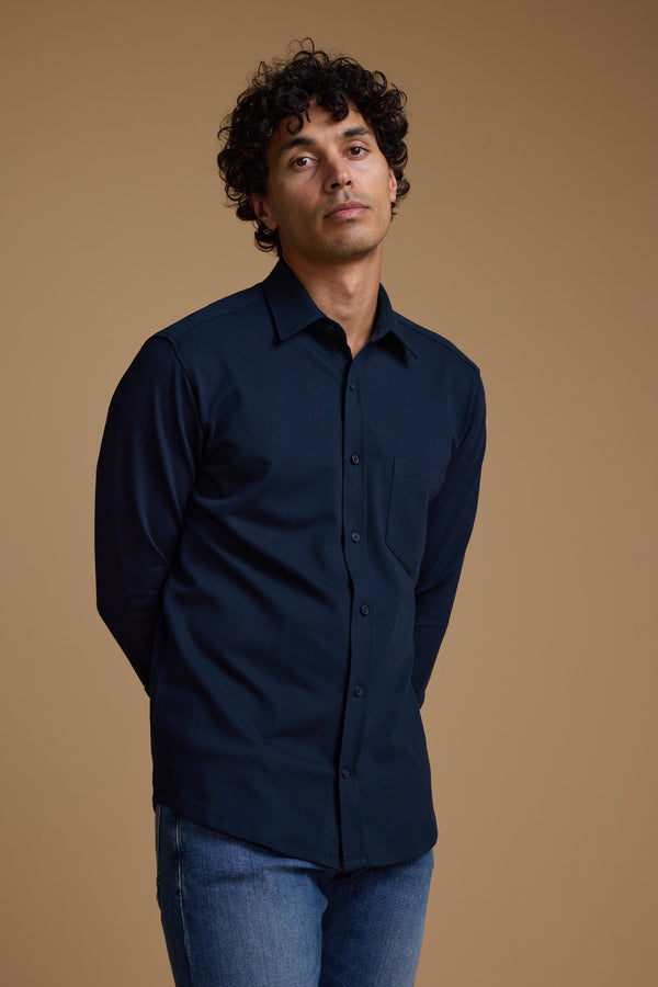 Barkers Abbotwill Knit Shirt in navy, tailored fit, alternate view