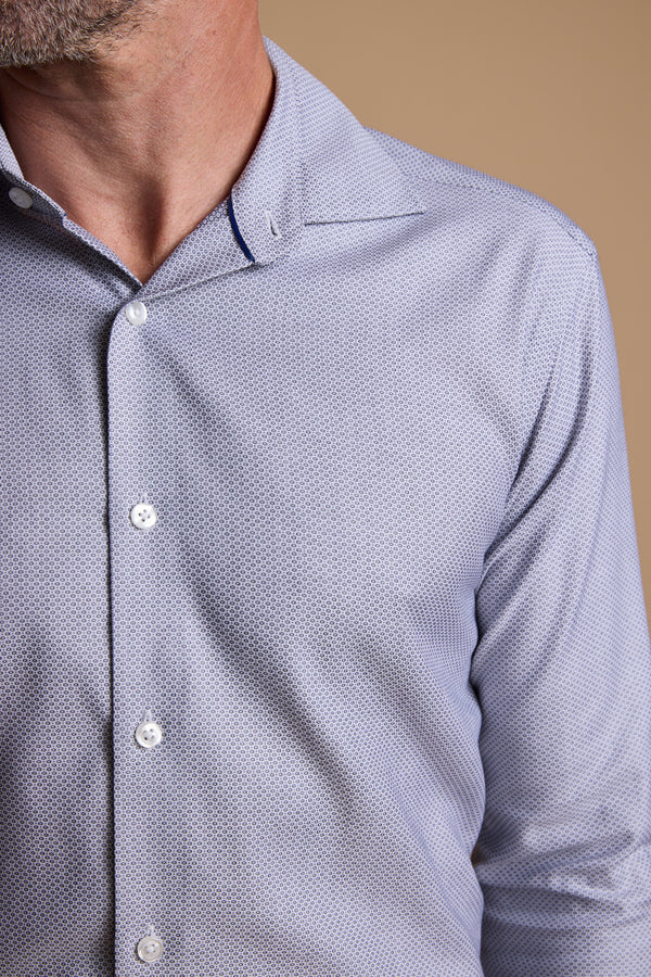 Barkers Eaton Jacquard Business Shirt in navy/white, tailored fit, alternate view