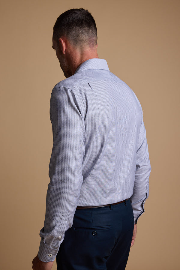 Barkers Eaton Jacquard Business Shirt in navy/white, tailored fit, additional view