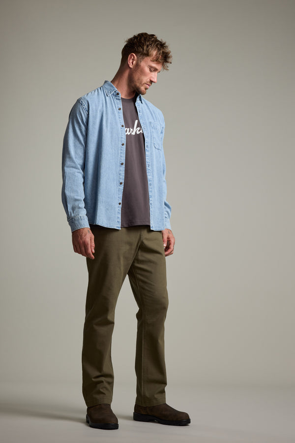 Barkers Ruxton Denim Shirt in light wash, classic fit