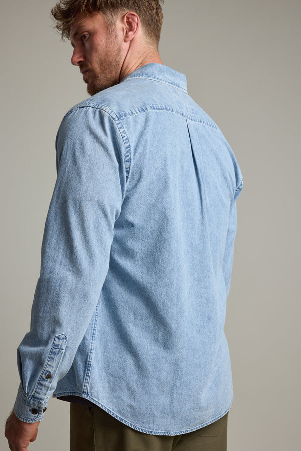 Barkers Ruxton Denim Shirt in light wash, classic fit, additional view