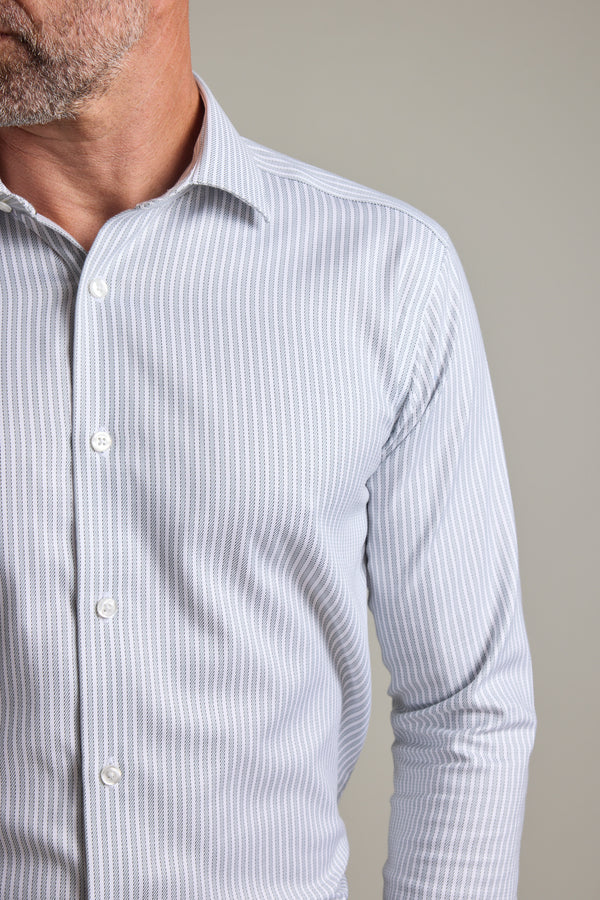 Barkers Clarke Stripe Business Shirt in green/white, tailored fit, additional view