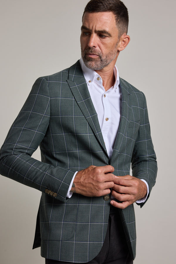 Barkers Nathaniel Check Blazer in green check, alternate view