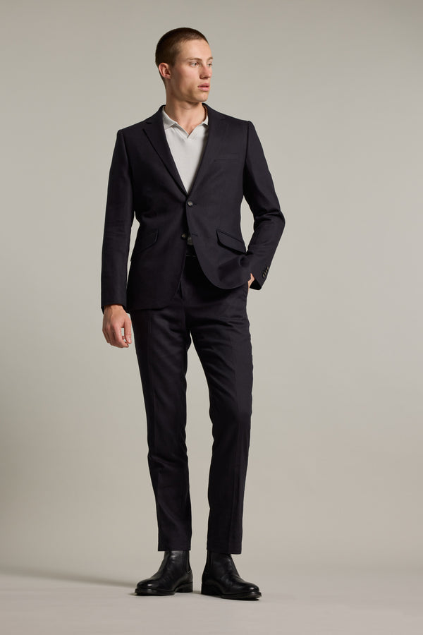 Barkers Windsor Texture Linen Pant in black, tapered fit, alternate view