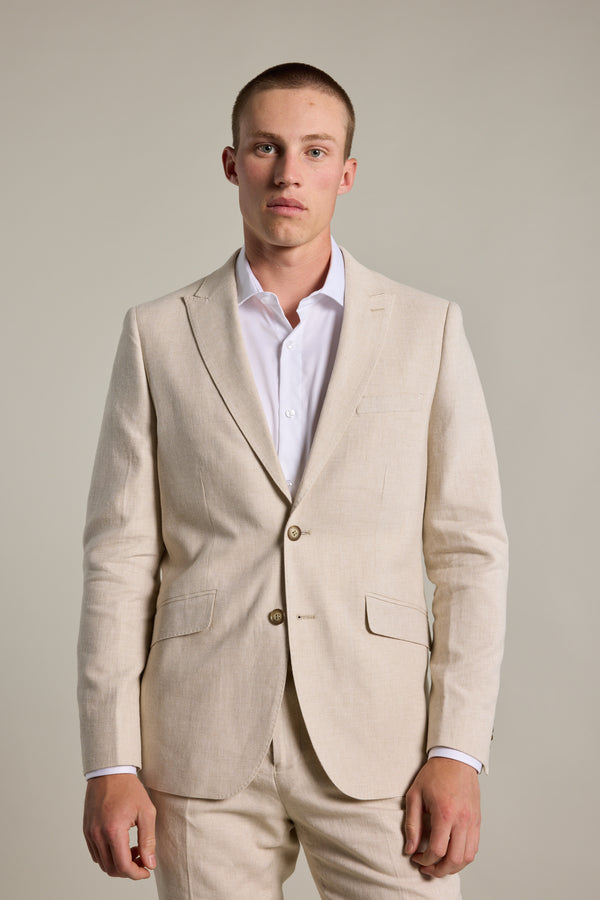 Barkers William Texture Linen Blazer in beige, additional view