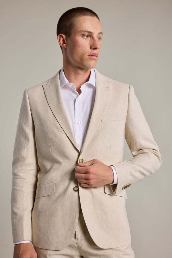 Barkers William Texture Linen Blazer in beige, additional view