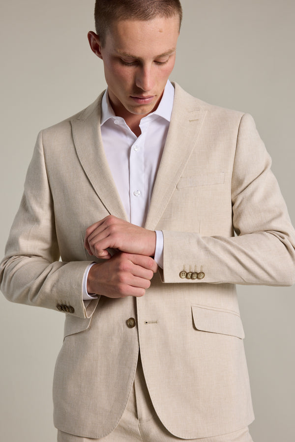 Barkers William Texture Linen Blazer in beige, alternate view