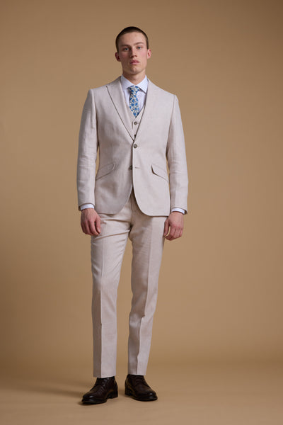 Barkers Somerton Linen Blazer in stone, tailored fit