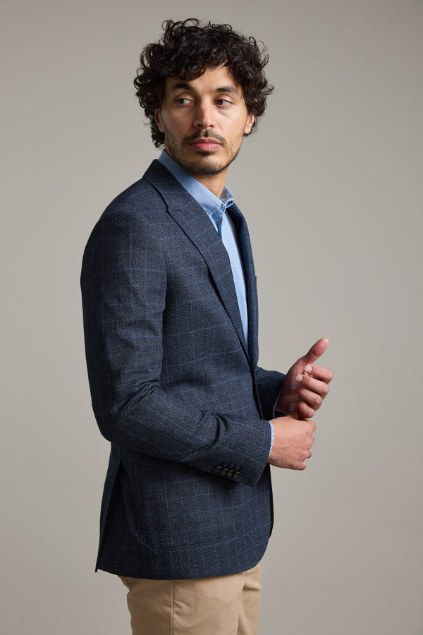Barkers Henson Check Blazer in navy check, additional view