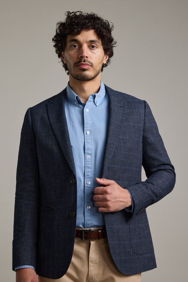 Barkers Henson Check Blazer in navy check, additional view