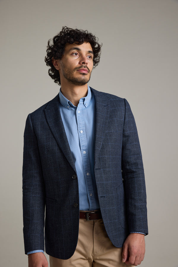 Barkers Henson Check Blazer in navy check, additional view